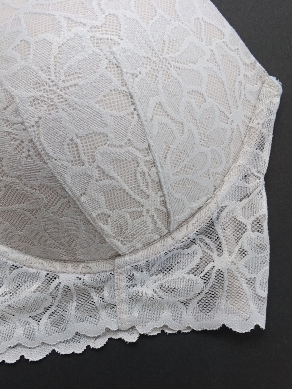 Victoria's Secret Pink White Lace Longline Push-Up Bralette Size XL - Picture 3 of 8